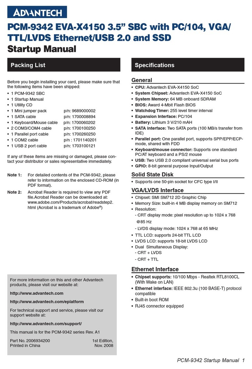 Advantech PCM-9342 Installation and operation manual
