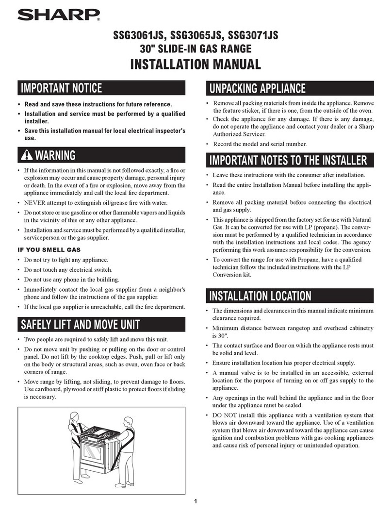 Sharp SSG3061JS installation manual