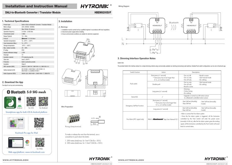 Hytronik HBEM8200D/F Installation and instruction manual