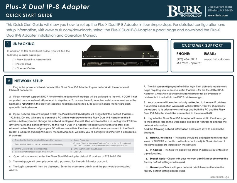 BURK Technology Plus-X Dual IP-8 quick start guide BURK Technology Plus-X Dual IP-8 quick start guide