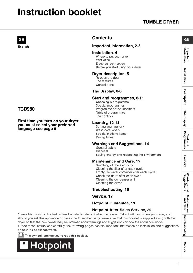 Hotpoint TCD980 Instruction booklet