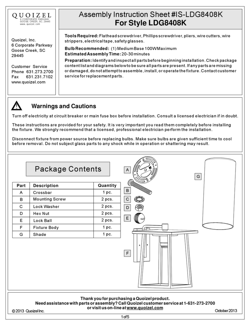 Quoizel LDG8408K Assembly instruction sheet