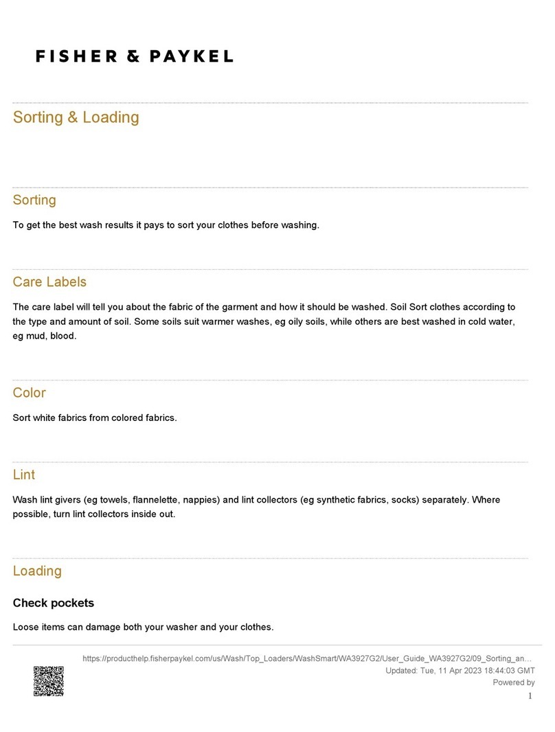 Fisher & Paykel WA3927G2 User manual