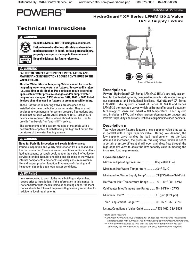 Powers HydroGuard XP LFMM430 Series Technical instructions Powers HydroGuard XP LFMM430 Series Technical instructions