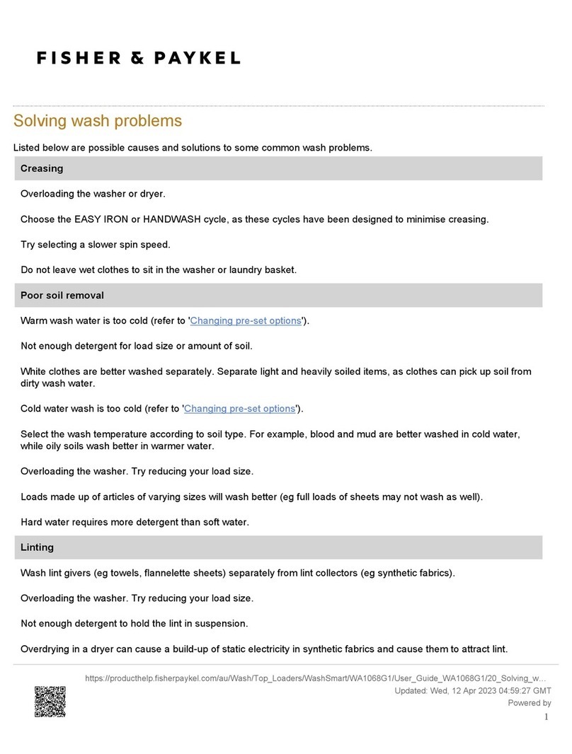 Fisher & Paykel WA1068G1 User manual Fisher & Paykel WA1068G1 User manual