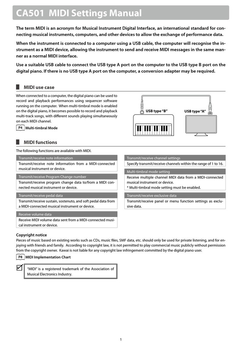 Kawai CA501 MIDI Settings Manual