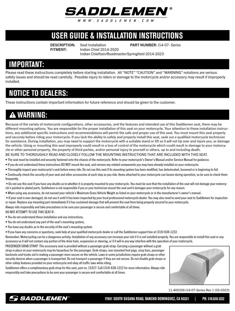 Saddlemen I14-07 Series User's guide & installation instructions