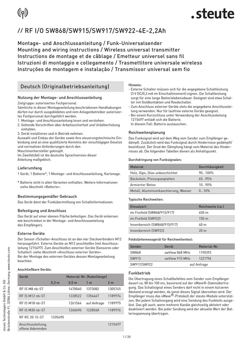 steute RF I/O SW868-4E-2,2Ah Programming manual