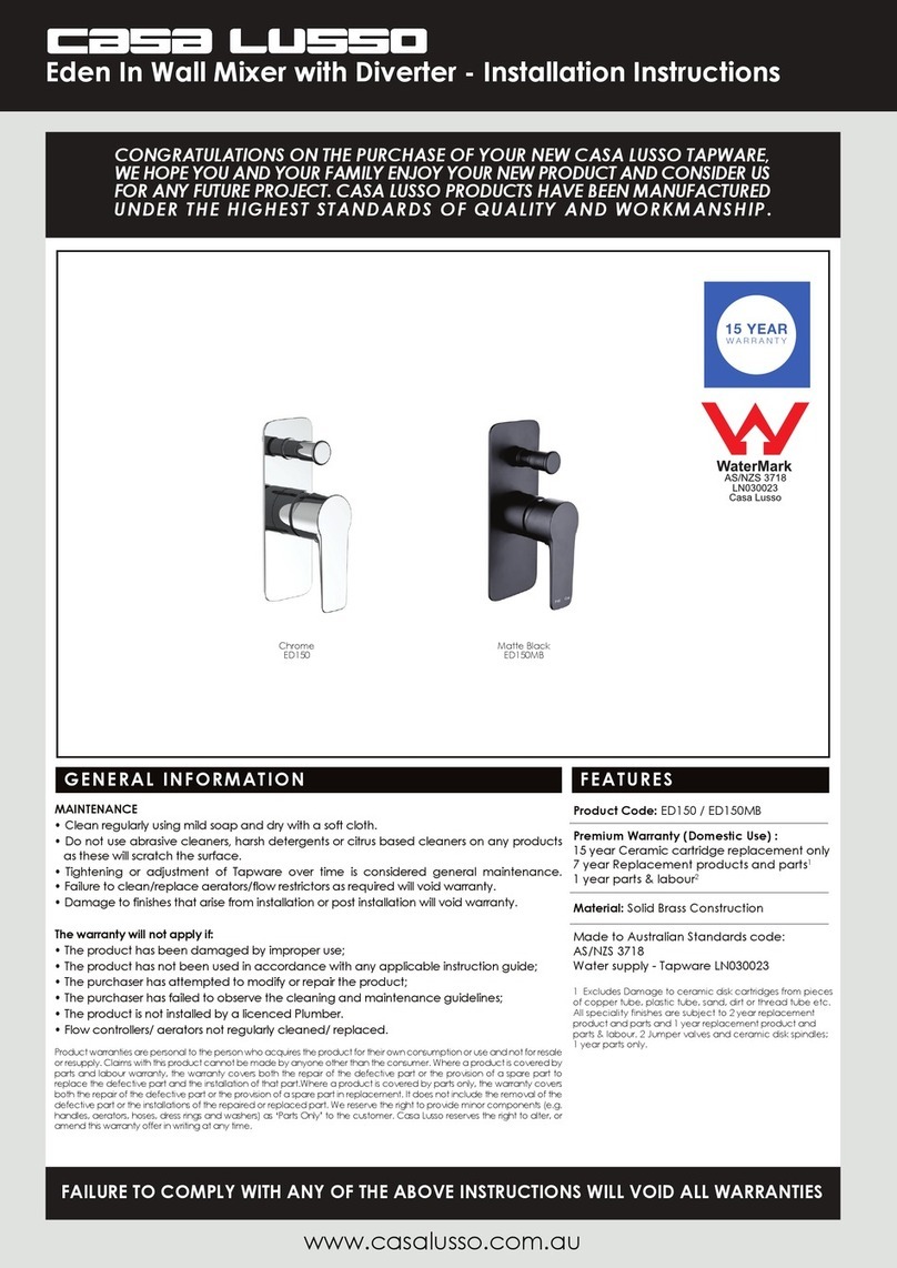 Casa Lusso Eden ED150 Installation instruction