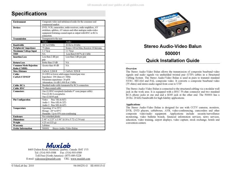 MuxLab 500001 Quick installation guide