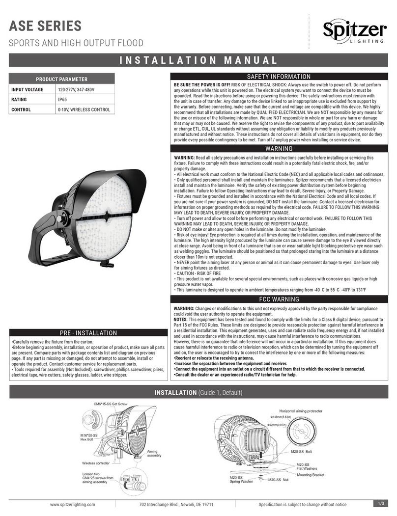 Spitzer LIGHTING ASE Series installation manual