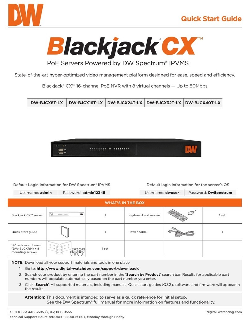 Digital Watchdog Blackjack CX DW-BJCX8T-LX quick start guide