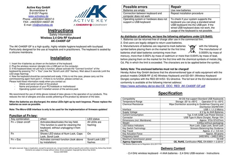 Cherry Active Key AK-C4400F-GF User manual