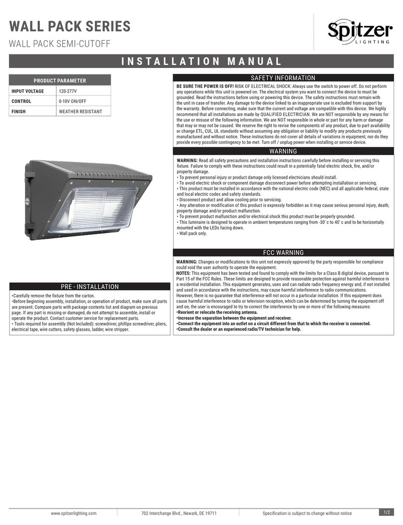 Spitzer LIGHTING WALL PACK Series installation manual