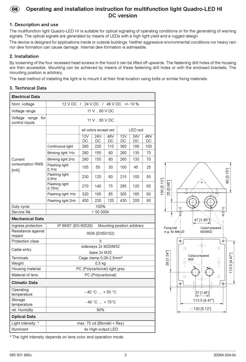 Pfannenberg Quadro-LED HI Instructions for operating and installation