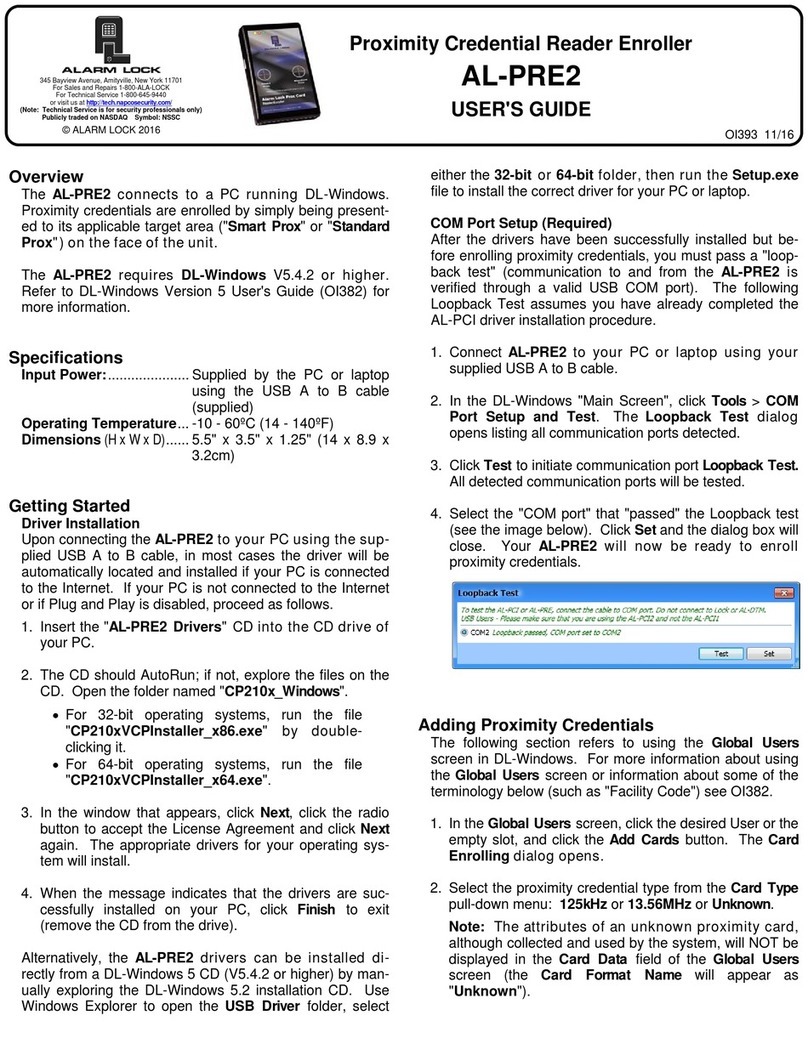 Alarm Lock AL-PRE2 user guide
