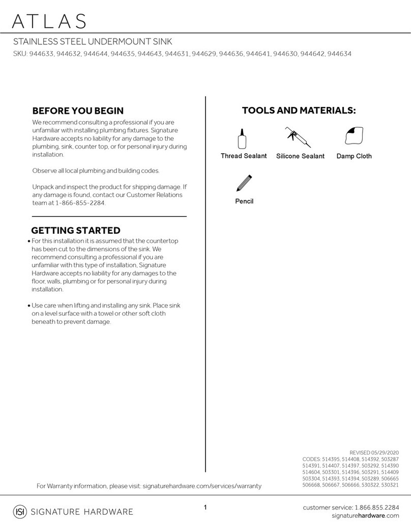 Signature Hardware Atlas 944633 User manual Signature Hardware Atlas 944633 User manual