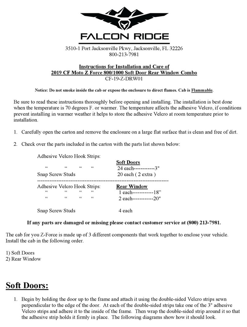 FALCON RIDGE CF-19-Z-DRW01 Instructions for Installation and Care