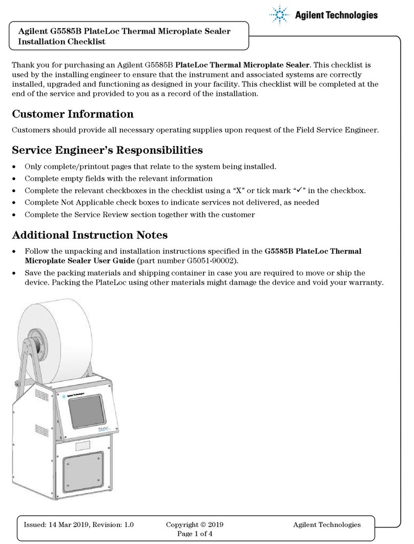 Agilent Technologies G5585B Installation checklist