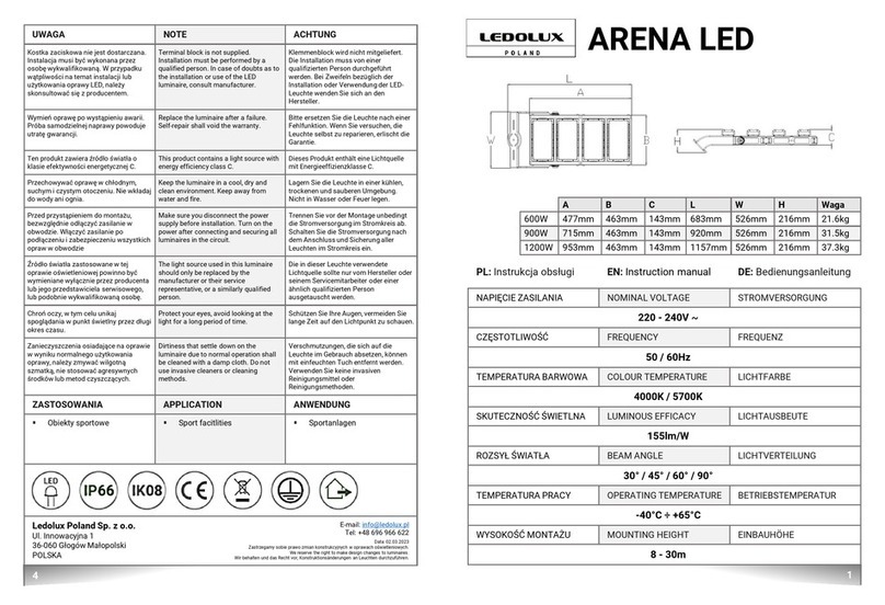 LEDOLUX ARENA LED instruction manual LEDOLUX ARENA LED instruction manual