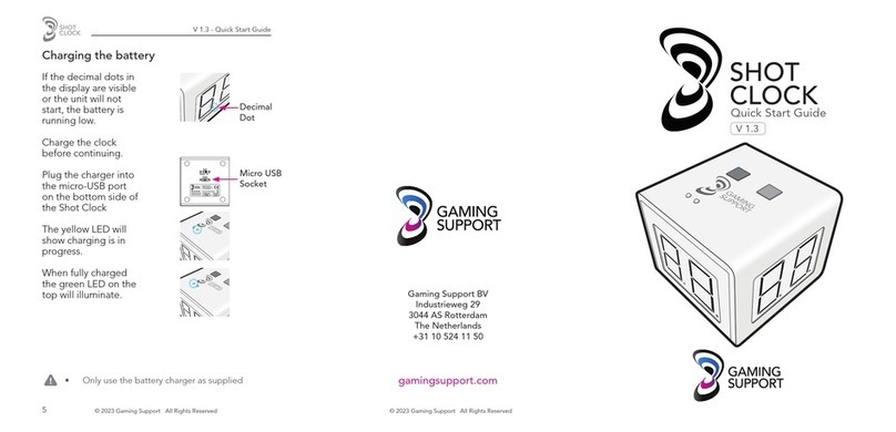 GAMING SUPPORT SHOT CLOCK User manual