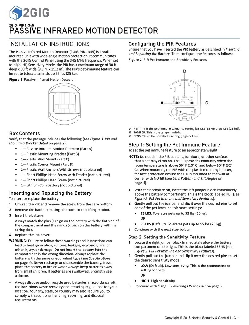 2gig Technologies 2GIG-PIR1E-345 installation instructions 2gig Technologies 2GIG-PIR1E-345 installation instructions