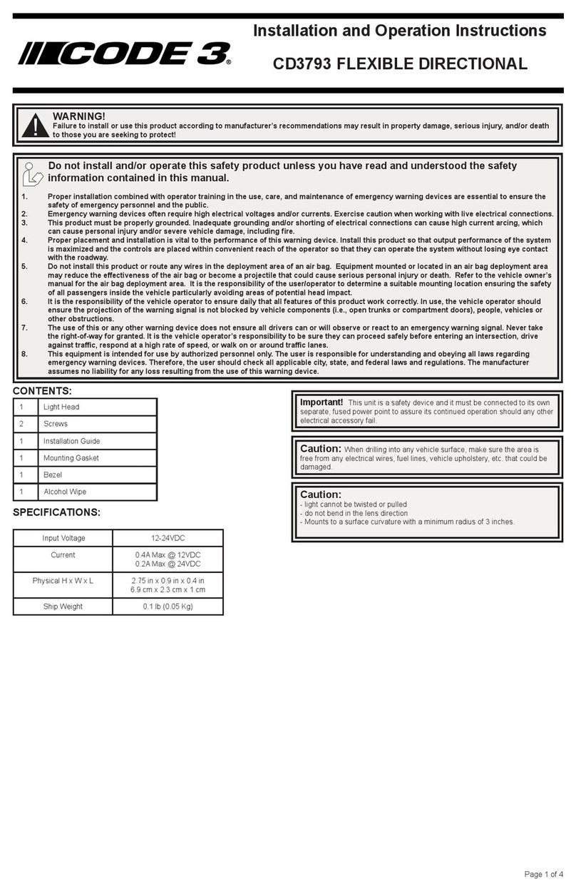 Code 3 MEGAFLEX Series Installation and operation instruction