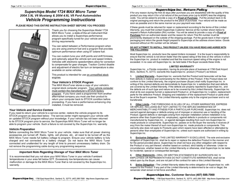 Superchips MAX Micro Tuner Installation manual