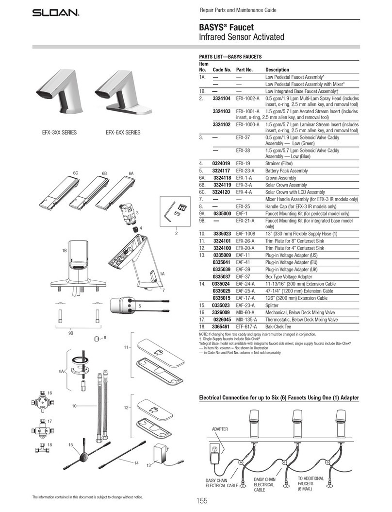 Sloan BASYS EFX-3 Series Use and care manual