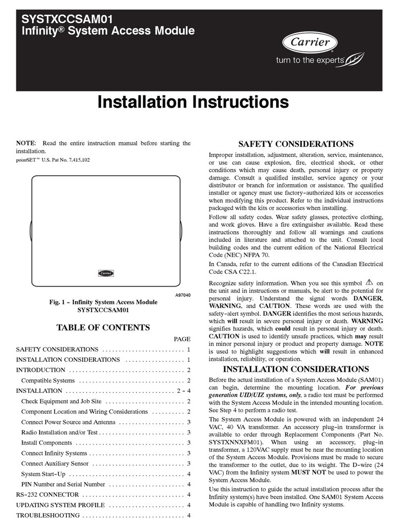 Carrier Infinity SYSTXCCSAM01 User manual
