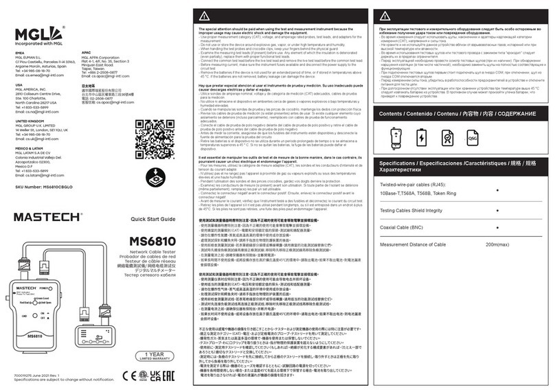Mgl Mastech MS6810 quick start guide