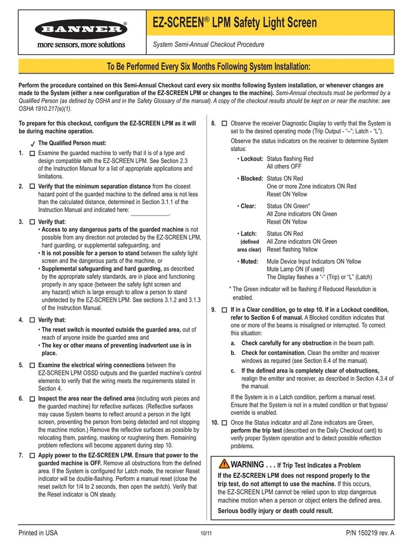 Banner EZ-SCREEN LPM User manual