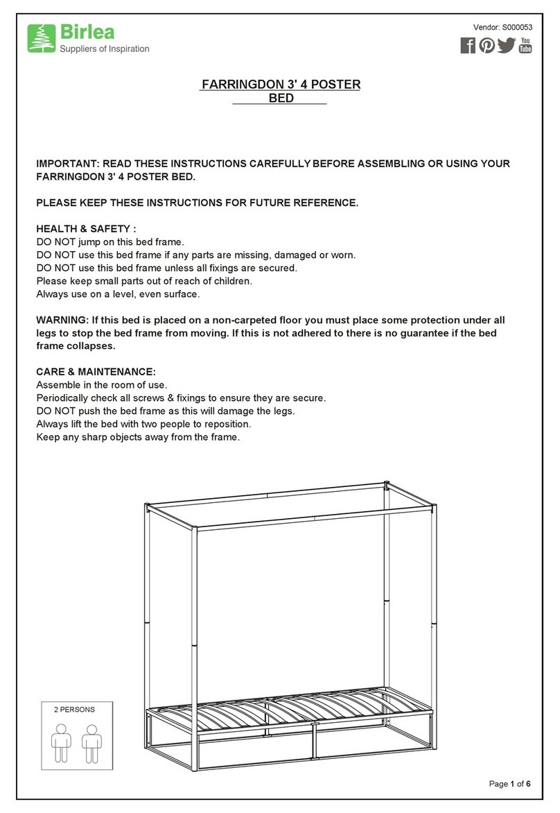 Birlea FARRINGDON 3' 4 POSTER BED User manual Birlea FARRINGDON 3' 4 POSTER BED User manual