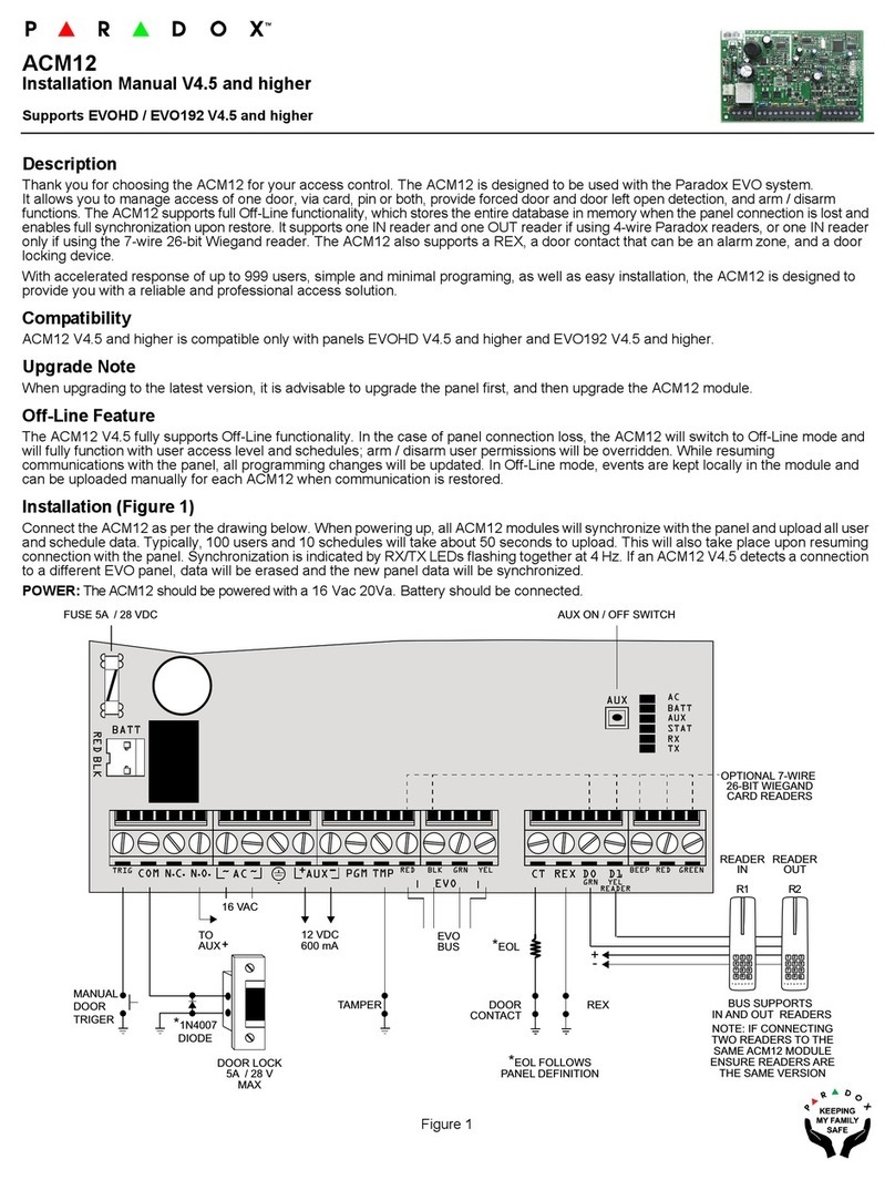 Paradox ACM12 installation manual