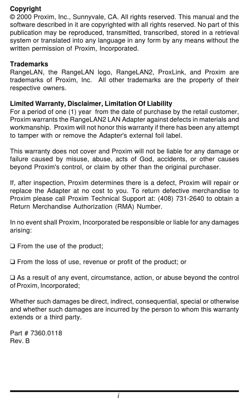 Proxim RangeLAN2 7110 User manual