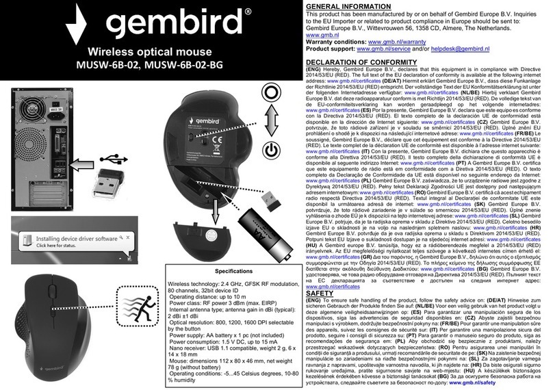 Gembird MUSW-6B-02 User manual
