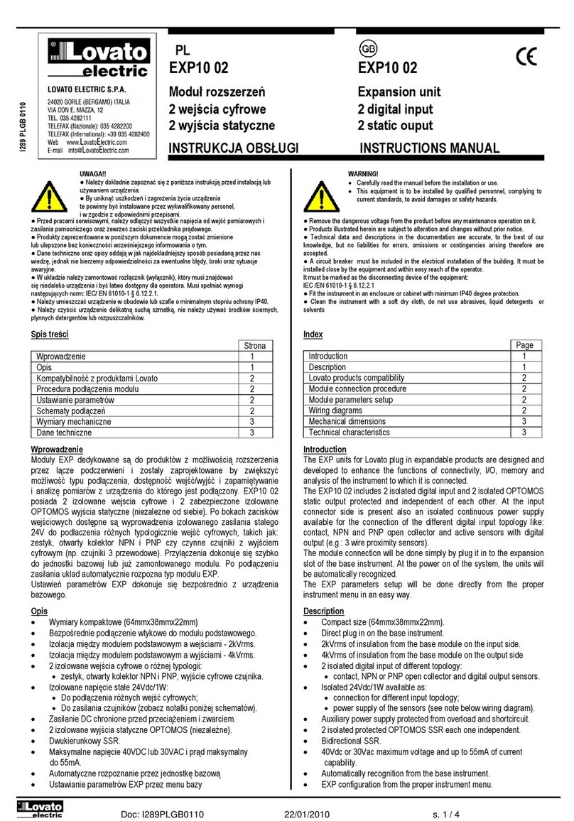 LOVATO ELECTRIC EXP10 02 User manual