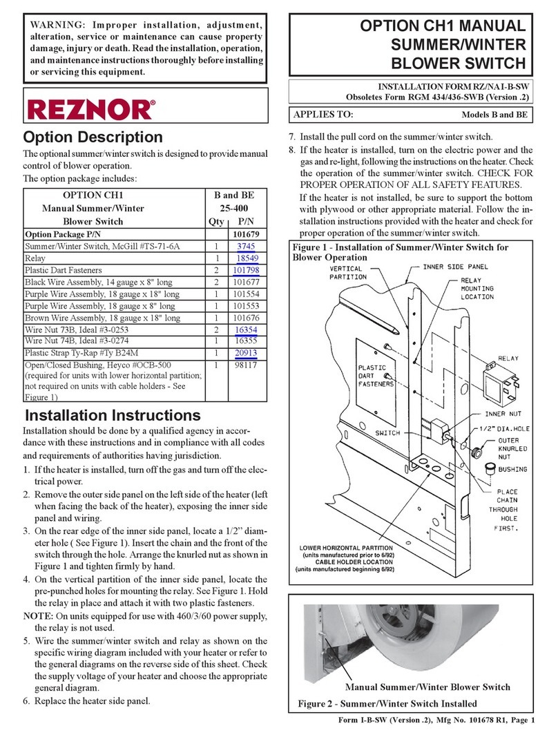 Reznor OPTION CH1 manual