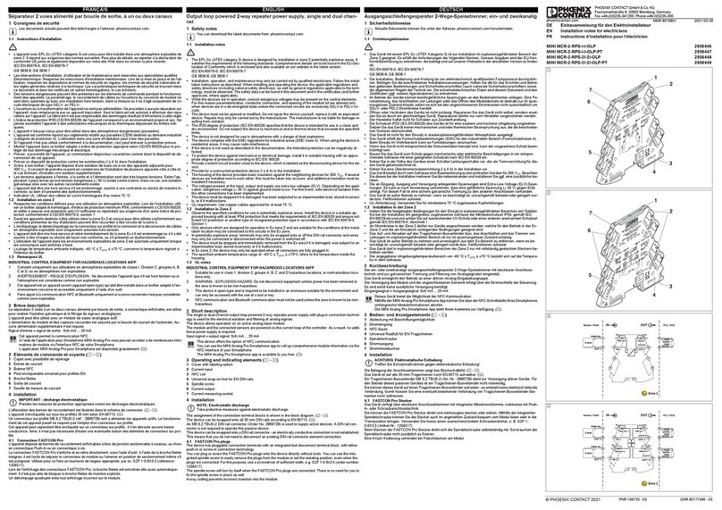 Phoenix Contact MINI MCR-2-RPS-I-I-OLP Installation notes for electricians