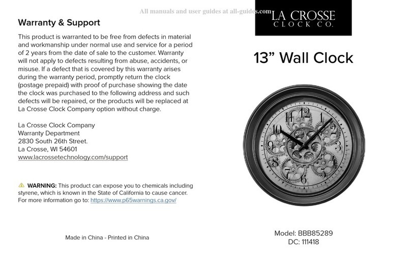 LA CROSSE CLOCK BBB85289 User manual