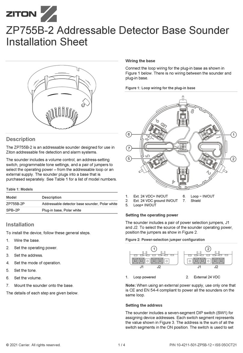 Ziton ZP755B-2 Installation sheet
