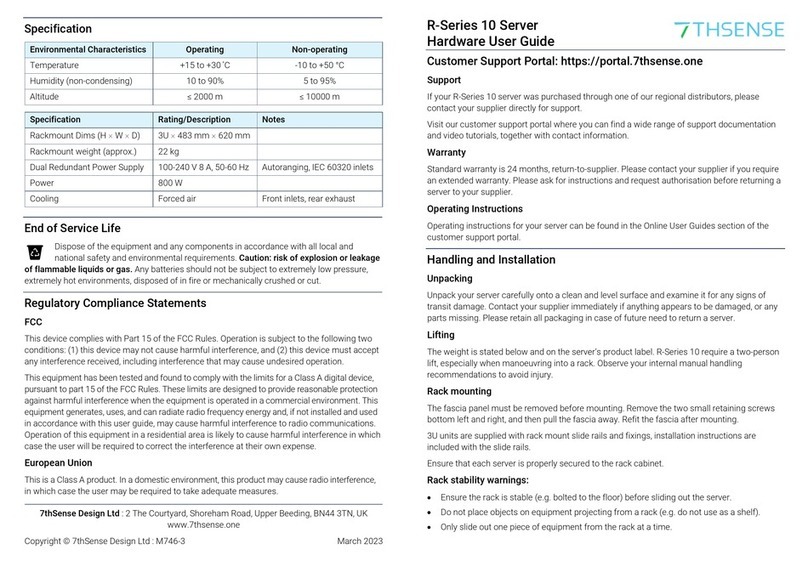 7th Sense R 10 Series Installation manual