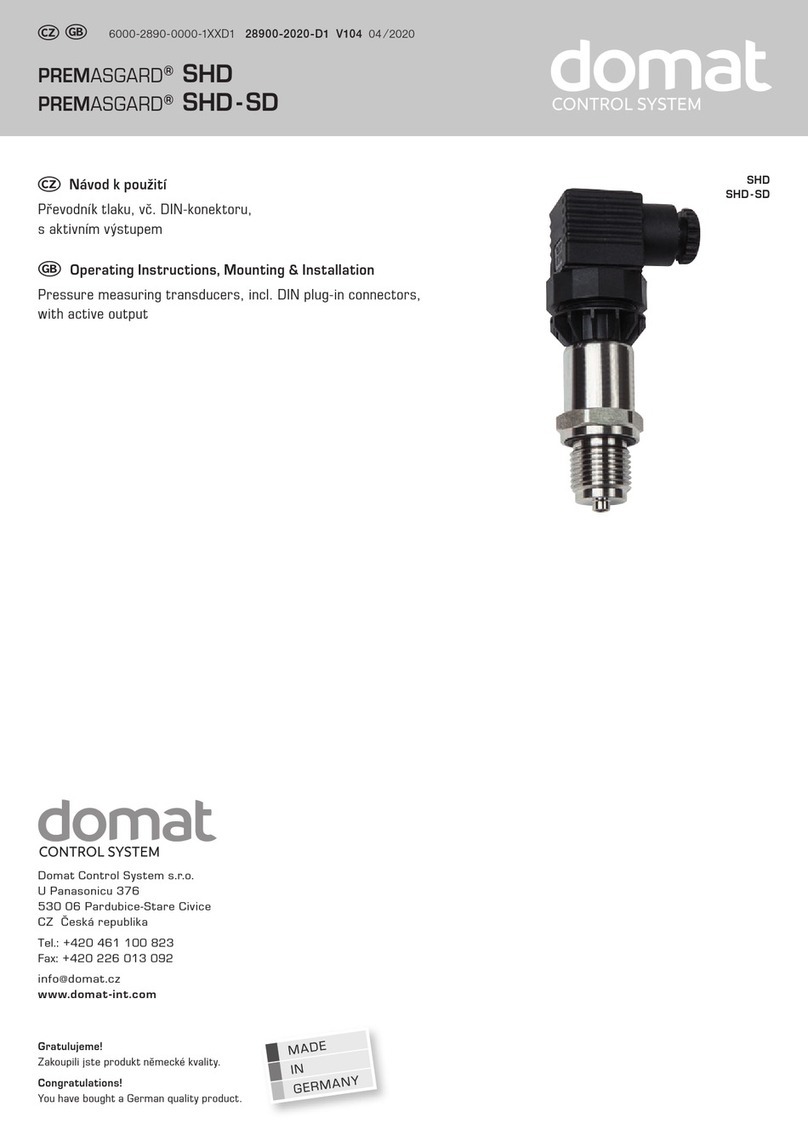 domat PREMASGARD SHD Operating Instructions, Mounting & Installation domat PREMASGARD SHD Operating Instructions, Mounting & Installation