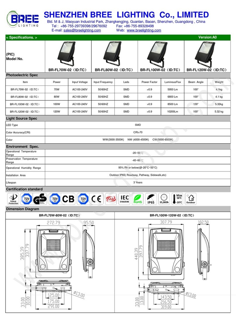 BREE LIGHTING BR-FL70W-02 quick start guide