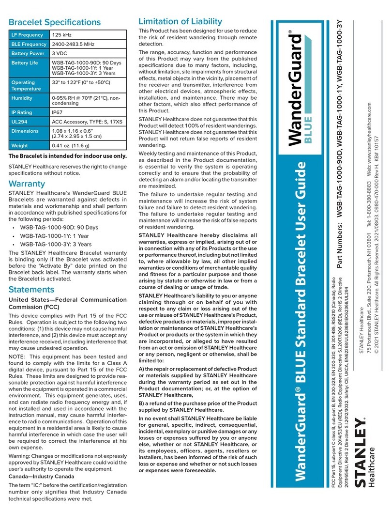 Stanley Healthcare WanderGuard BLUE Standard user guide