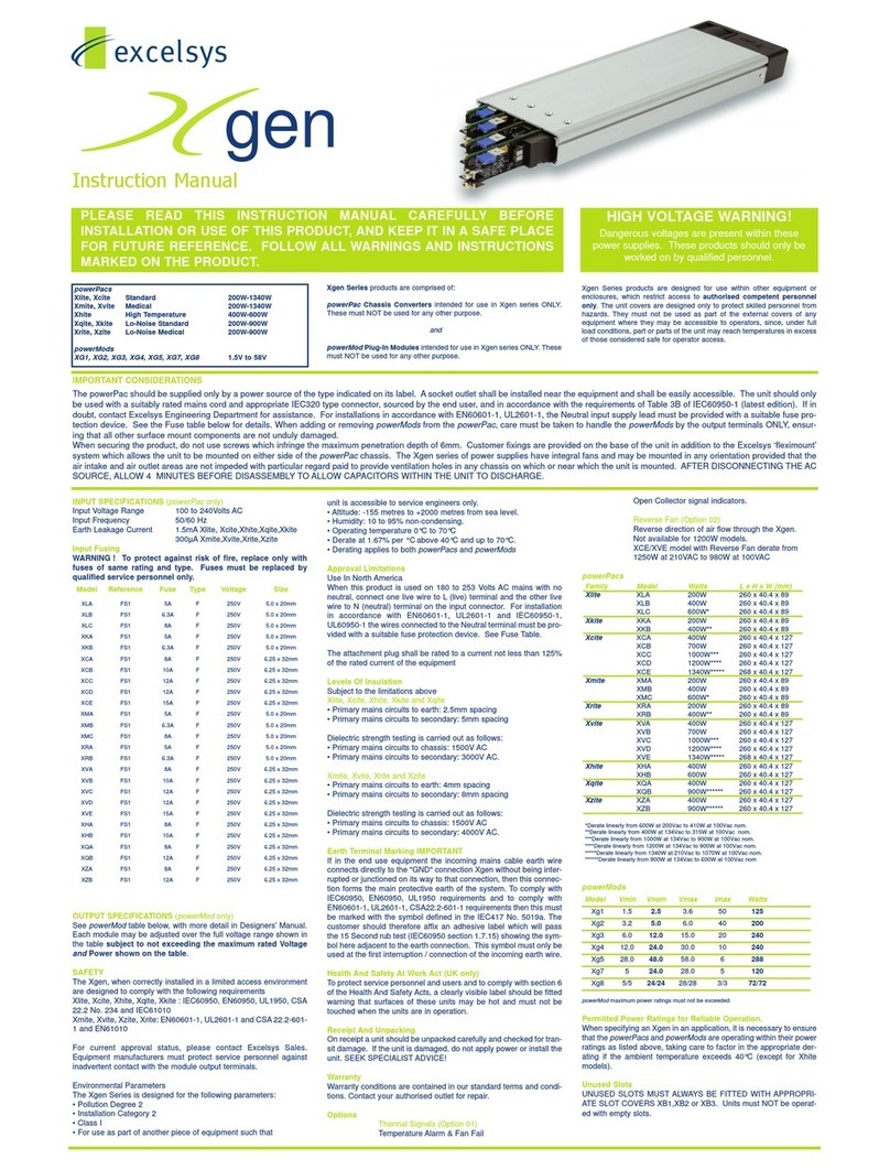 Excelsys Xgen Series User manual
