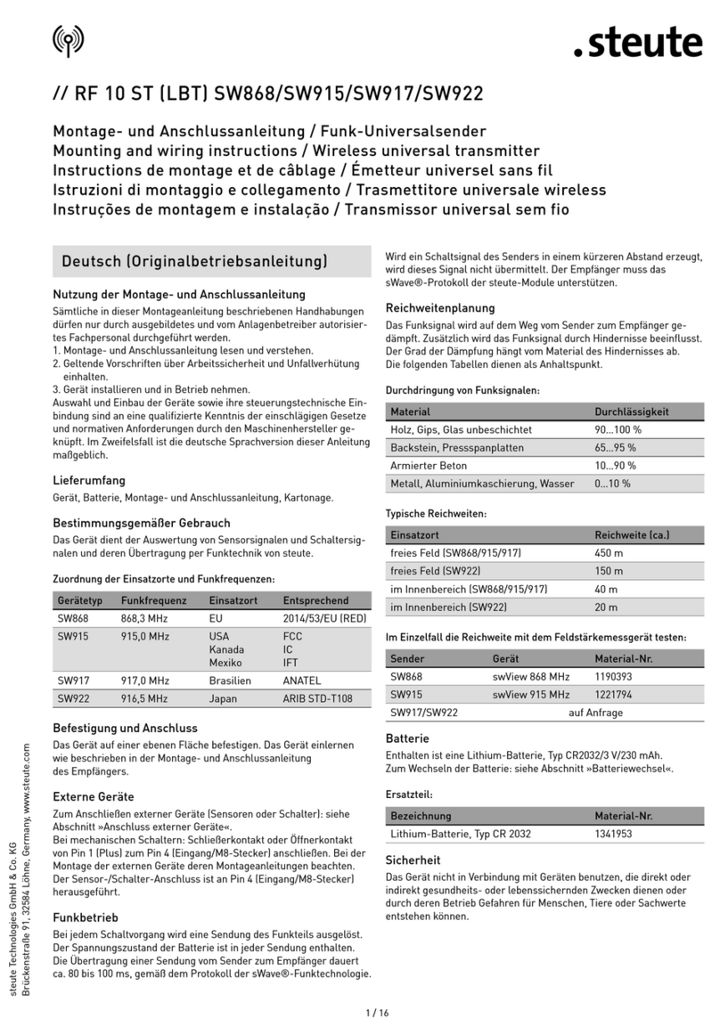 steute RF 10 ST SW868 Programming manual