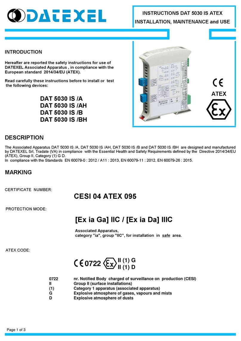 Datexel DAT 5030 IS/A Installation, maintenance and use  instructions