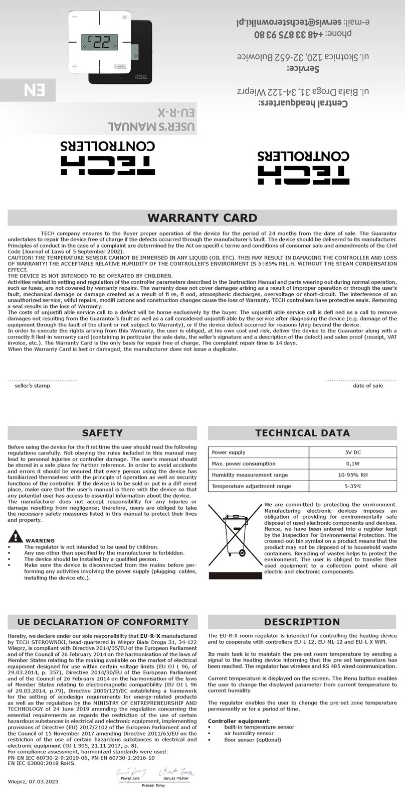 Tech Controllers EU-R-X User manual