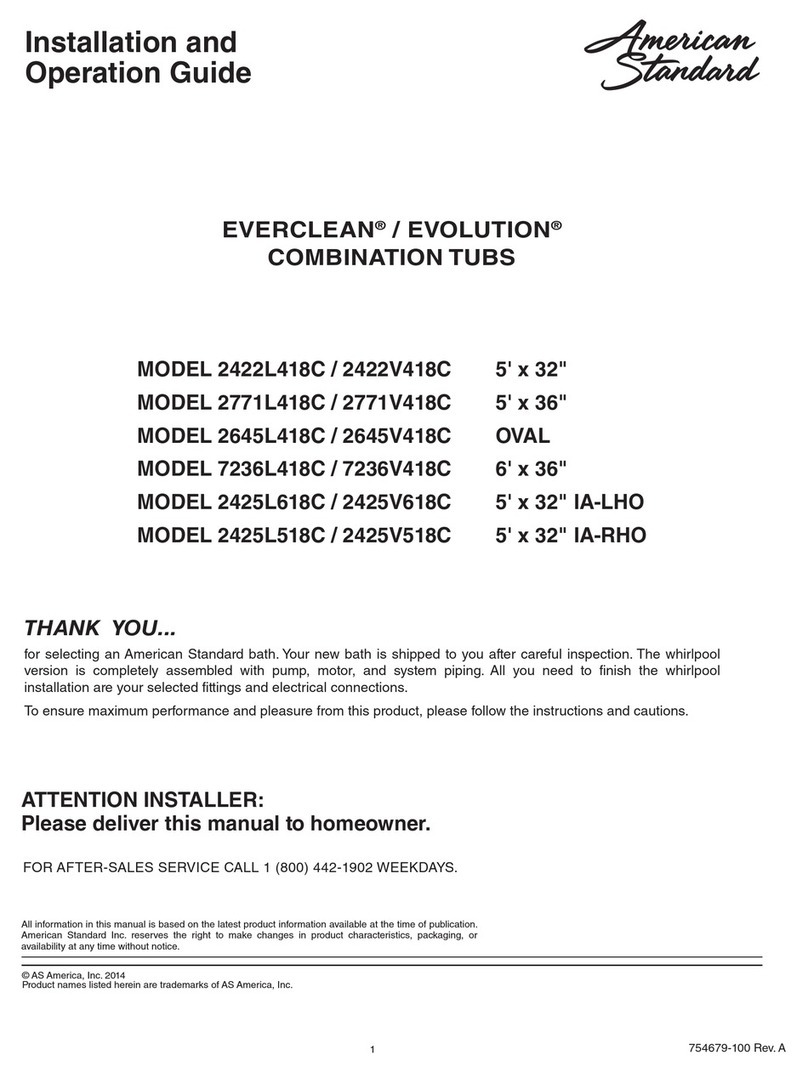 American Standard EVERCLEAN / EVOLUTION 422L418C Installation and operation guide American Standard EVERCLEAN / EVOLUTION 422L418C Installation and operation guide